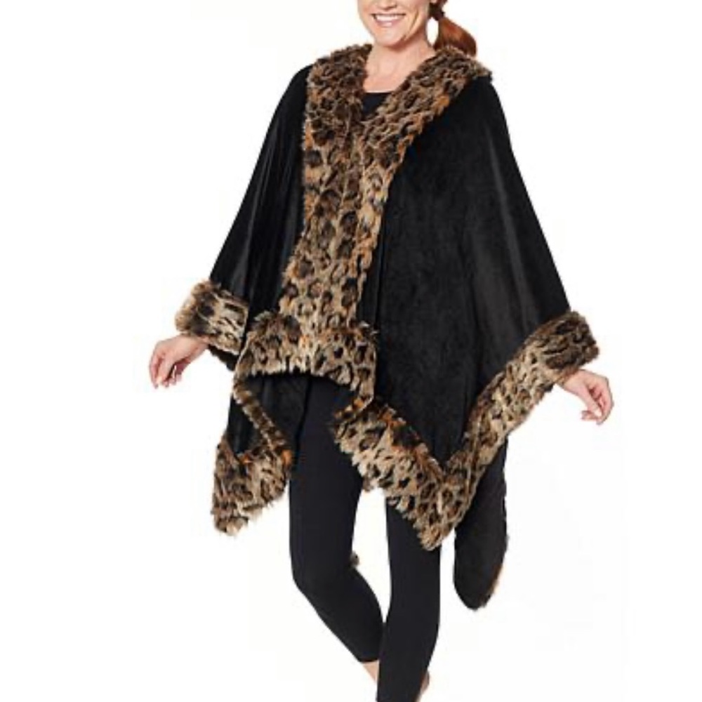 Patricia altschul black leopard shawl wrap